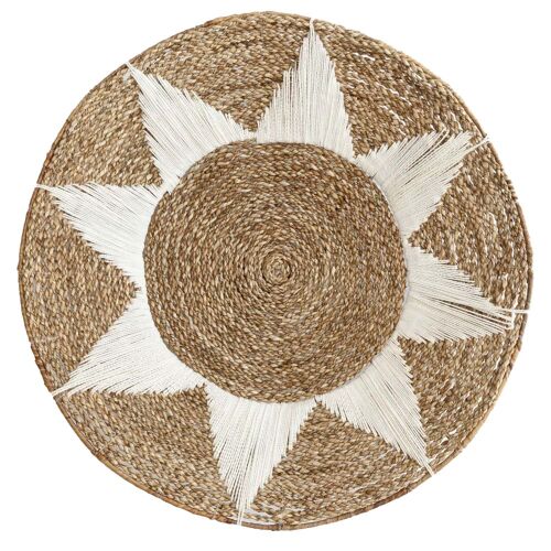 Décoration murale en fibres naturelles et coton blanc 40cm