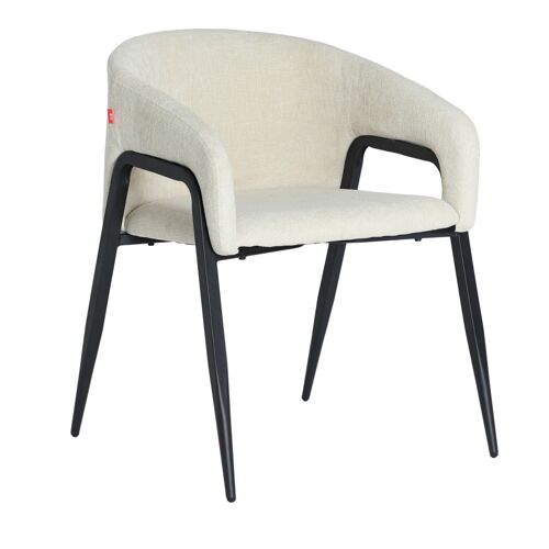 Chaise en polyester blanc cassé en 58x55x74 cm - lot de 2