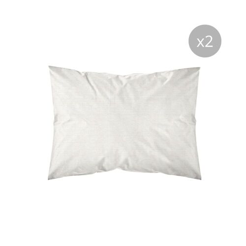 Lot De Taies D'oreillers 100 % Polyester Beige 50x80 Cm