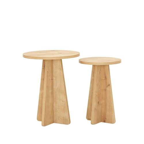 Lot de 2 tables basses décor bois chêne saphir H50 cm