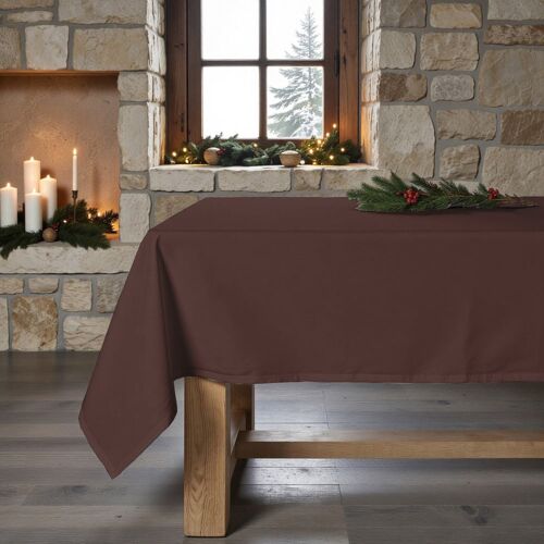 Nappe de Noël anti-taches 100% coton rouge 200x155 cm
