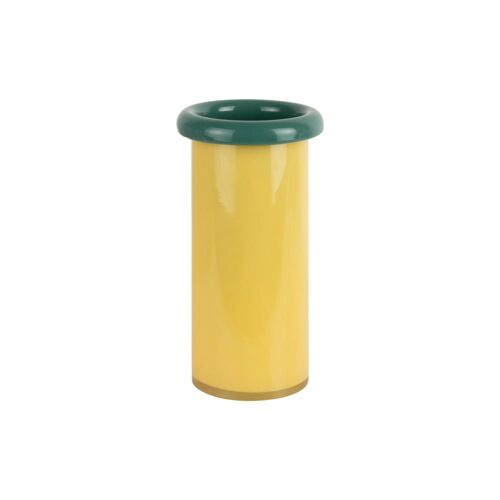 Vase verre jaune 12x12x23.5cm