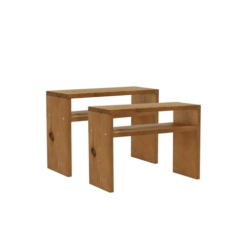 Ensemble 2 tables de chevet en bois marron 50x36cm