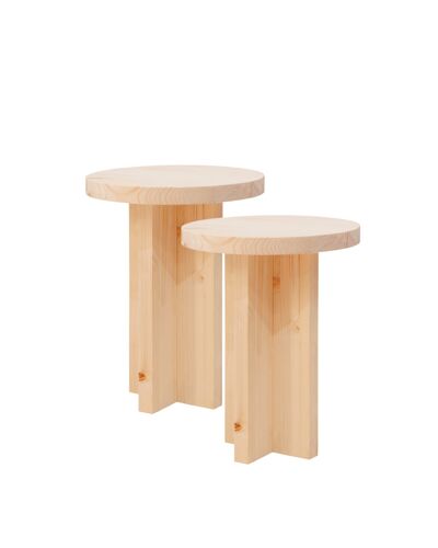 Ensemble 2 tables de chevet en bois beige 45x35cm