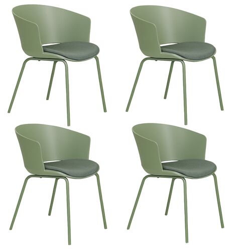 Lot de 4 chaises design en plastique vert