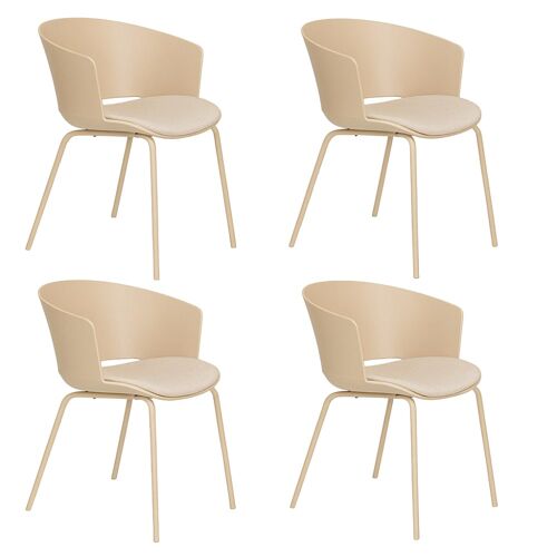 Lot de 4 chaises design en plastique beige