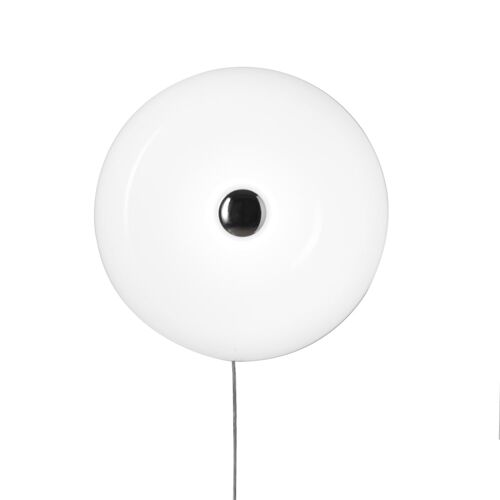 Applique Murale En Verre Blanc Avec Câble 12w D30 Cm