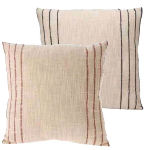 Set De 2 Coussins En Coton Beige À  Rayures 45x45cm