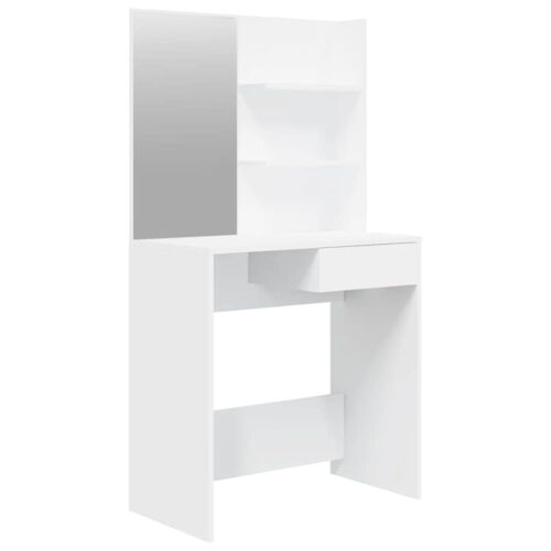 Coiffeuse avec miroir bois blanc 74,5x40x141 cm