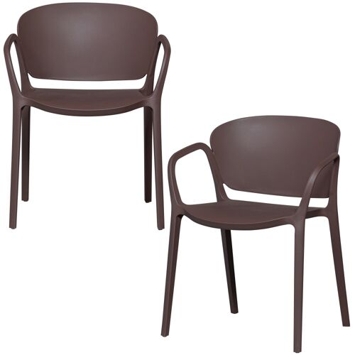 Lot De 2 Chaises De Jardin En Polypropylène Brun Espresso