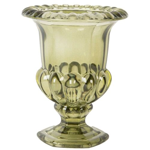 Vase vasque en verre vert 12x12x14cm