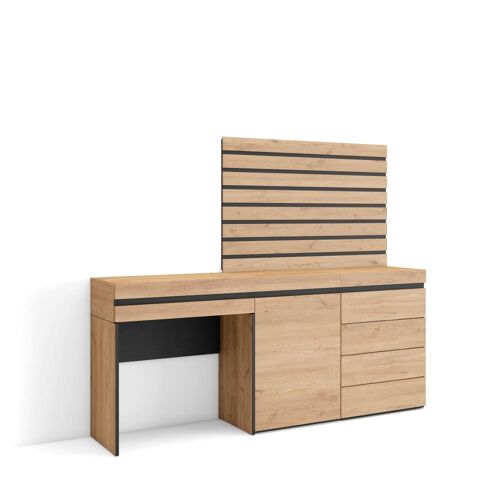 Coiffeuse effet bois de chêne 177x35x145cm