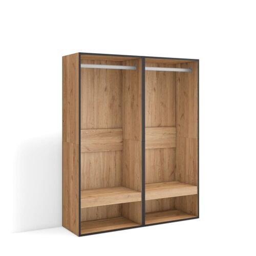 Armoire vestiaire effet bois chêne 120x35x145cm