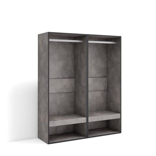 Armoire vestiaire effet bois ciment 120x35x145cm