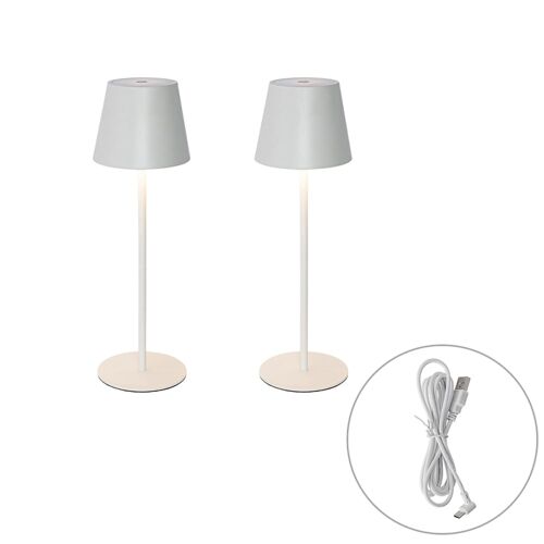 Lampe De Table En Acier Blanc 11,5 X 11,5 X 36 Cm