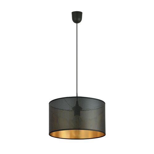 Suspension Avec Abat-Jour Cylindrique Noir Et Intérieur Doré À¿35cm