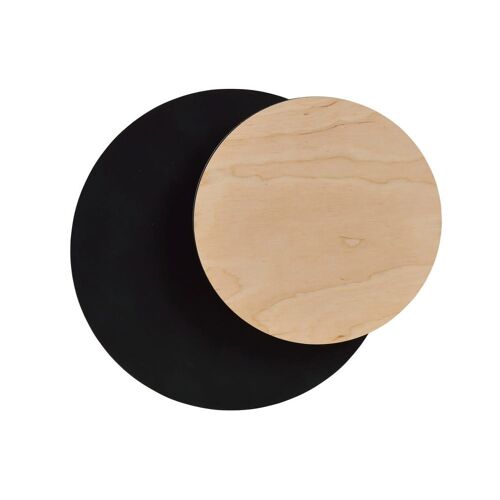 Applique Nordique Avec 2 Pièces Circulaires Noires Et Bois