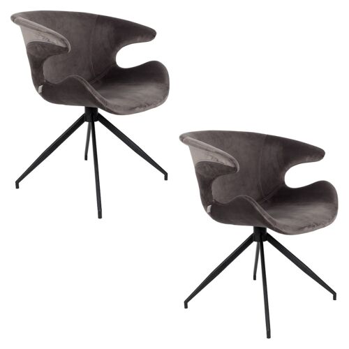 Lot de 2 chaises en velours gris