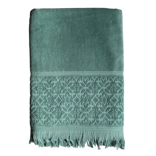 Serviette De Bain Éponge Velours ''romance'' Fougere 90x170