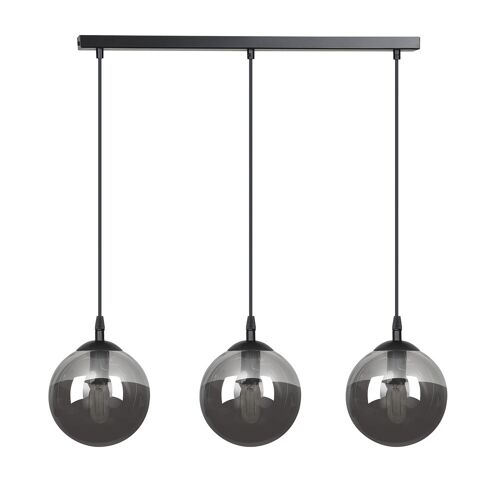 Suspension Linéaire En Métal Avec 3 Sphères En Verre Gris