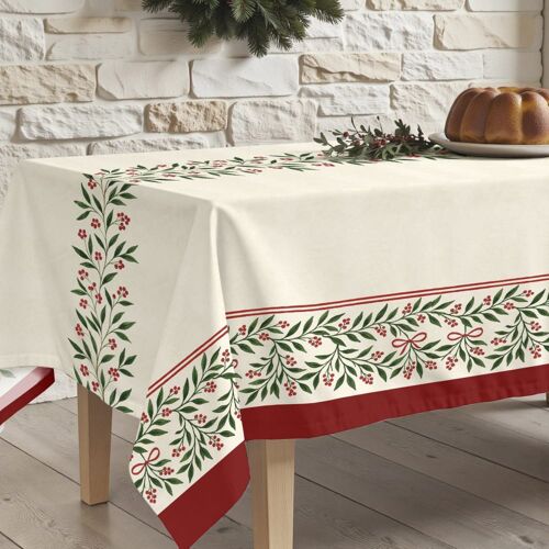 Nappe de Noël anti-taches 100% coton multicolore 200x155 cm