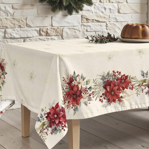 Nappe de Noël anti-taches 100% coton multicolore 200x155 cm
