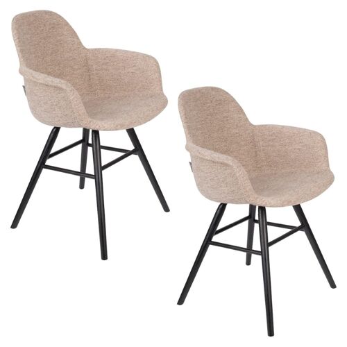Lot de 2 fauteuils de table scandinave en tissu beige