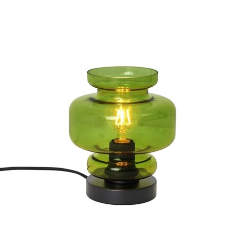 Lampe Table Rétro Noire Verre Vert