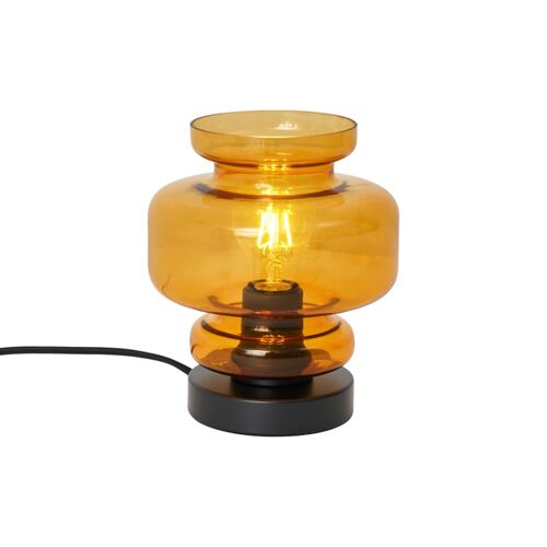Lampe Table Rétro Noire Verre Orange