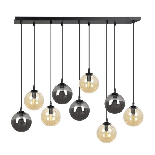 Suspension De Style Vintage Avec 9 Sphères En Verre Gris Et Ambré