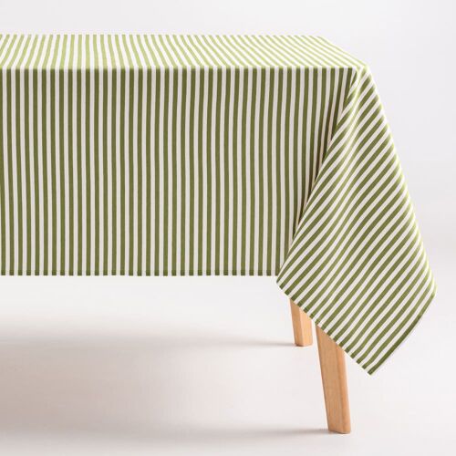 Nappe Imperméable Rayures Toucher Tissu Vert 160x240 Cm
