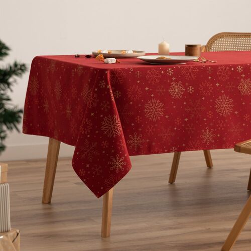 Nappe De Noël En Coton Jacquard Rouge 140x140 Cm
