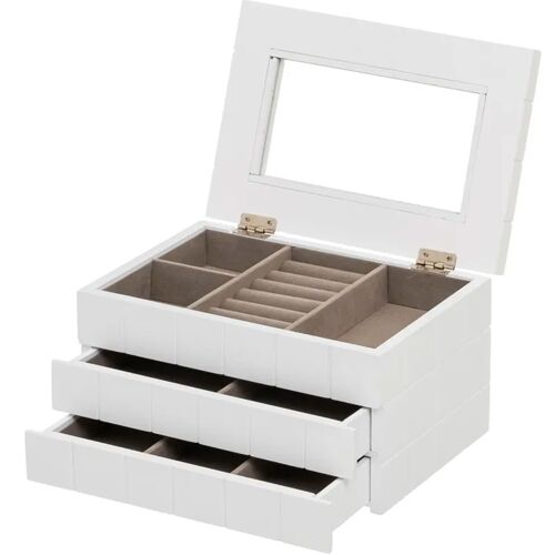 Coffret à  bijoux en bois blanc avec 2 tiroirs 24x16x13cm