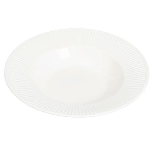 Assiette À  Soupe En Porcelaine Blanche Striée 22x22x4cm
