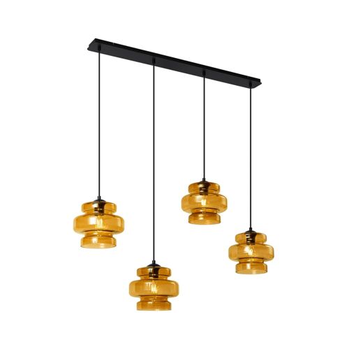 Suspension Rétro Noire Verre Orange