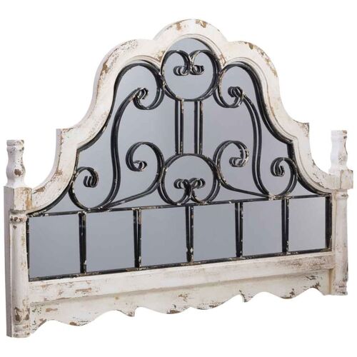 Miroir mural en bois vieilli blanc et métal 128,5x6,5x89h cm