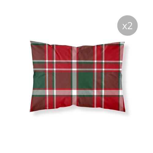 Lot De 2 Taies D'oreillers 100 % Polyester Multicolore 50x80 Cm