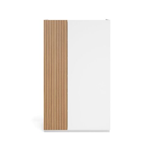 Meuble à  chaussures mélaminé blanc porte effet lattes 122x70x35 cm