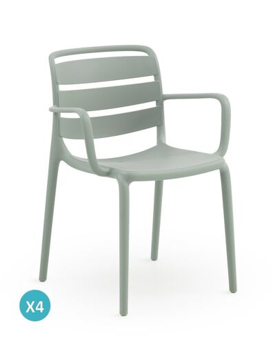 Lot De 4 Fauteuils En Polypropylène Couleur Pistache
