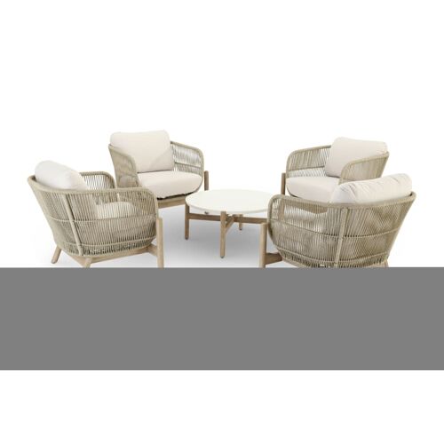 Salon De Jardin 4 Fauteuils Et Une Table Ronde 80cm