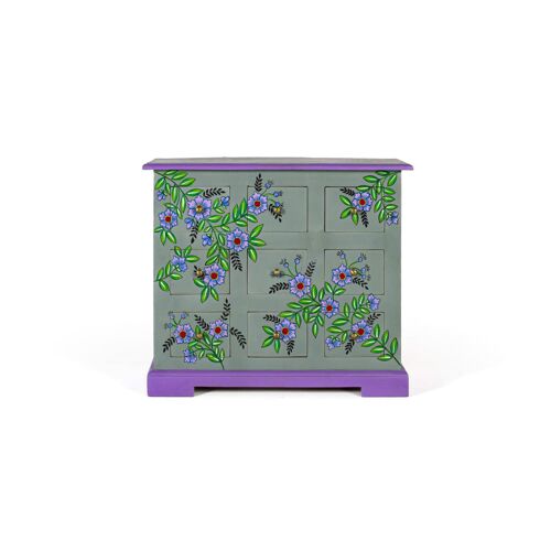 Commode fabriquée et peinte à  la main en bois de manguier massif