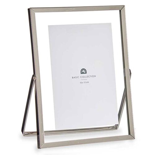 Cadre photo à  poser en métal argenté et verre 10x15cm