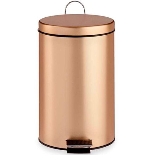 Poubelle ronde à  pédale en métal doré 7L