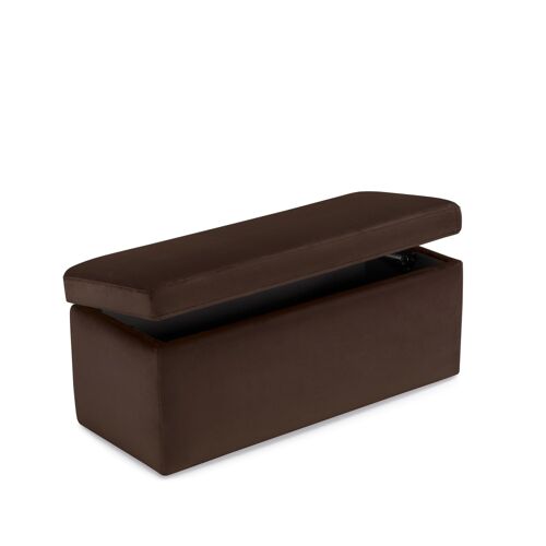 Banc conteneur fabriqué en Italie en velours marron 110x45 cm