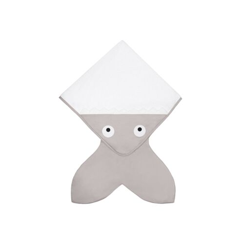 Serviette queue de requin pour bébé 100% coton gris pierre