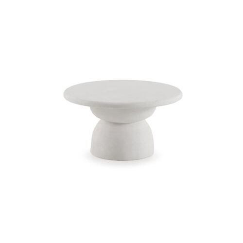 Table basse 70 cm diametre en polyrésine ciment blanc