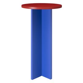 Table haute ronde 60 cm rouge et bleu prusse