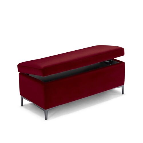 Banc conteneur fabriqué en Italie en velours bordeaux 110x50 cm