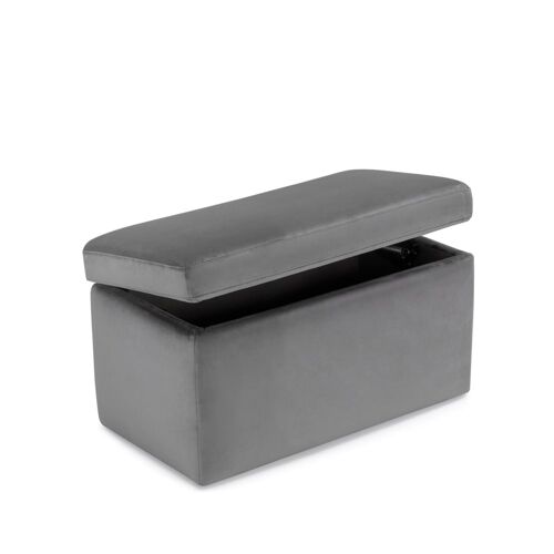 Banc conteneur fabriqué en Italie en velours gris 80x40 cm