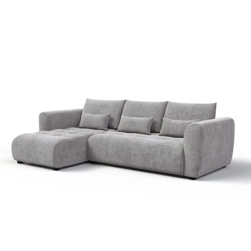 Canapé d'angle 4 places, tissu gris clair